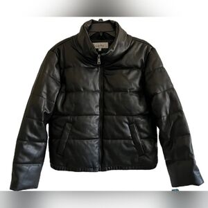 Sebby Black Faux Leather Puffer Jacket